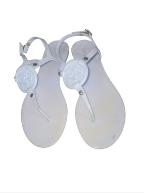 DKNY Periwinkle Blue Women's Jelly Thong Sandals with Logo Accent Sz 38
